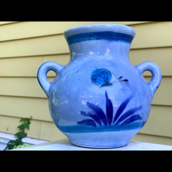Blue Bird Mexican Folk Art Pottery Vase - Picture 9 of 9
